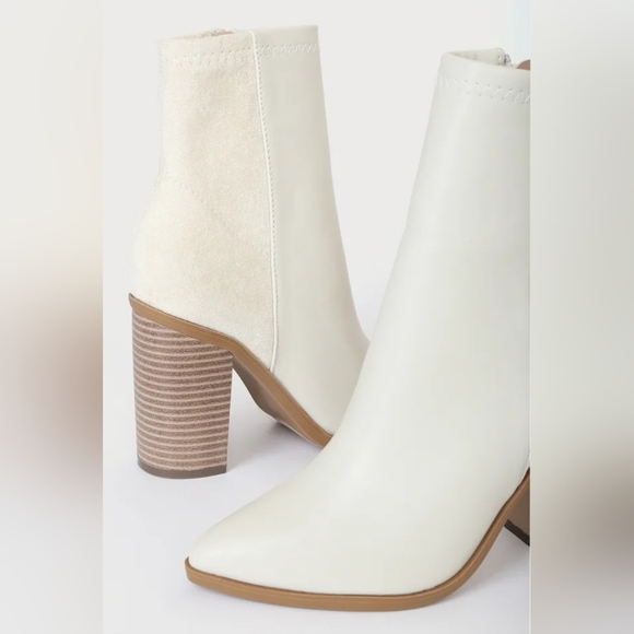 Mid Calf Booties. Bone, natural. Size 9 - Picture 3 of 7